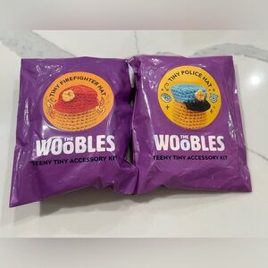 The Woobles Tiny Fire Fighter Hat And Police Hat Crochet Accessories Lot Of 2